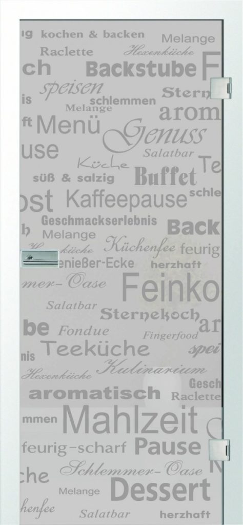 Glastür mit Motiv auf Mattglas